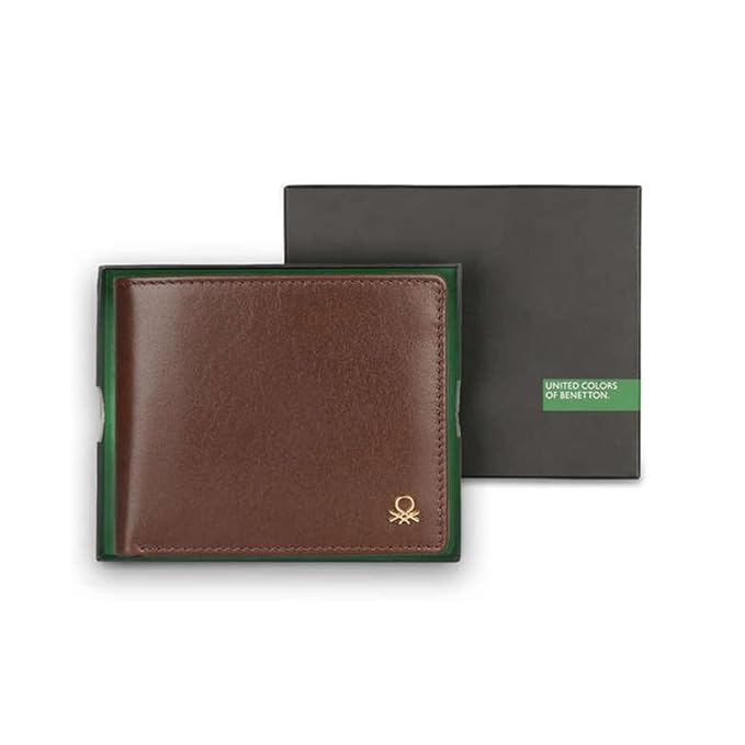 United Colors OF Benetton Brenon Leather Global Coin Wallet for Men - Brown