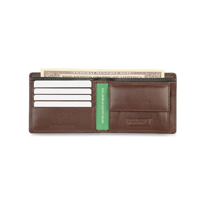 United Colors OF Benetton Brenon Leather Global Coin Wallet for Men - Brown