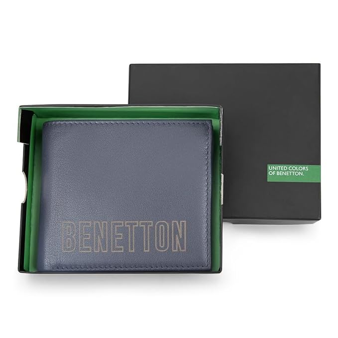 United Colors OF Benetton Selik Leather Global Coin Wallet for Men - Navy