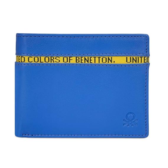 United Colors OF Benetton Fynn Leather Passcase Wallet- Blue