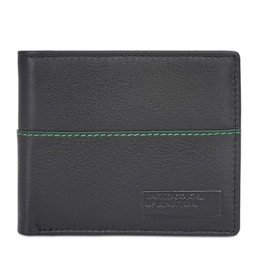 UNITED COLORS OF BENETTON Guntero Leather Multicard Coin Wallet- Black