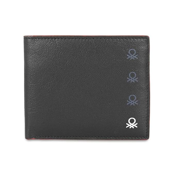 United Colors OF Benetton Caspian Leather Passcase Wallet for Men - Black