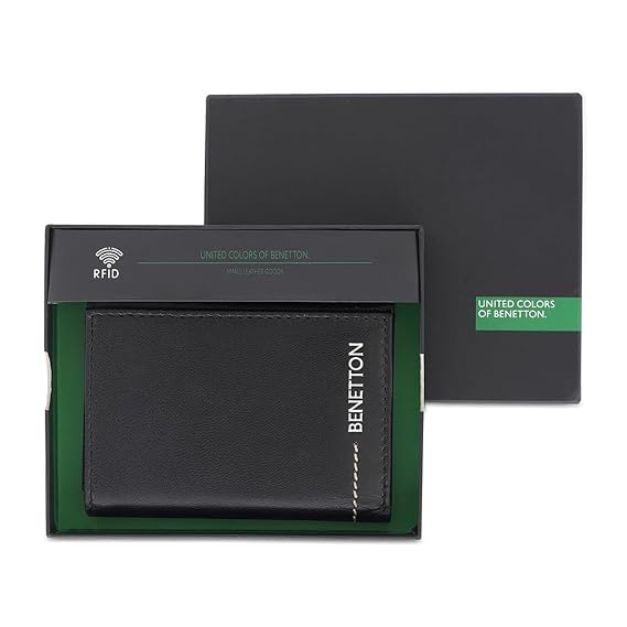 United Colors oF Benetton Chellis Men Trifold Wallet - Black