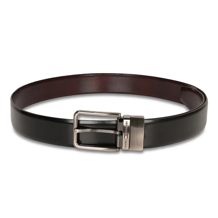 Tommy Hilfiger Troy Men Leather Reversible Belt Black+Wine