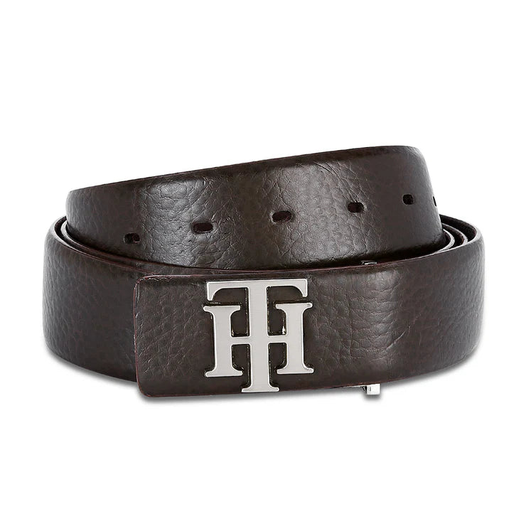 Tommy Hilfiger Zurich Men's Classic Textured Leather Belt Brown