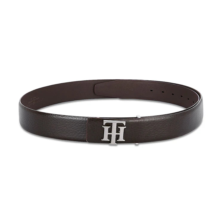 Tommy Hilfiger Zurich Men's Classic Textured Leather Belt Brown