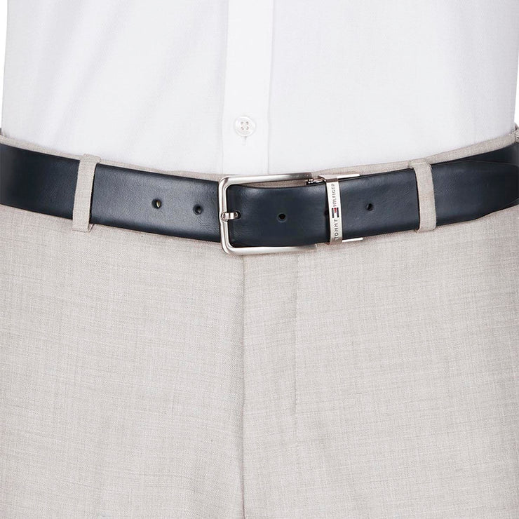 Tommy Hilfiger Fresno Plus Men's Formal Leather Belt Navy+Brown