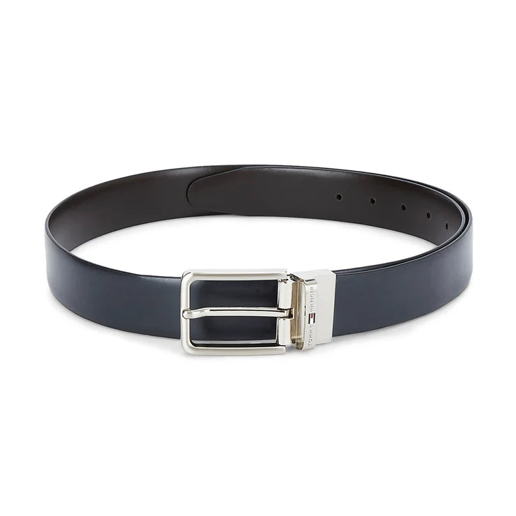 Tommy Hilfiger Fresno Plus Men's Formal Leather Belt Navy+Brown