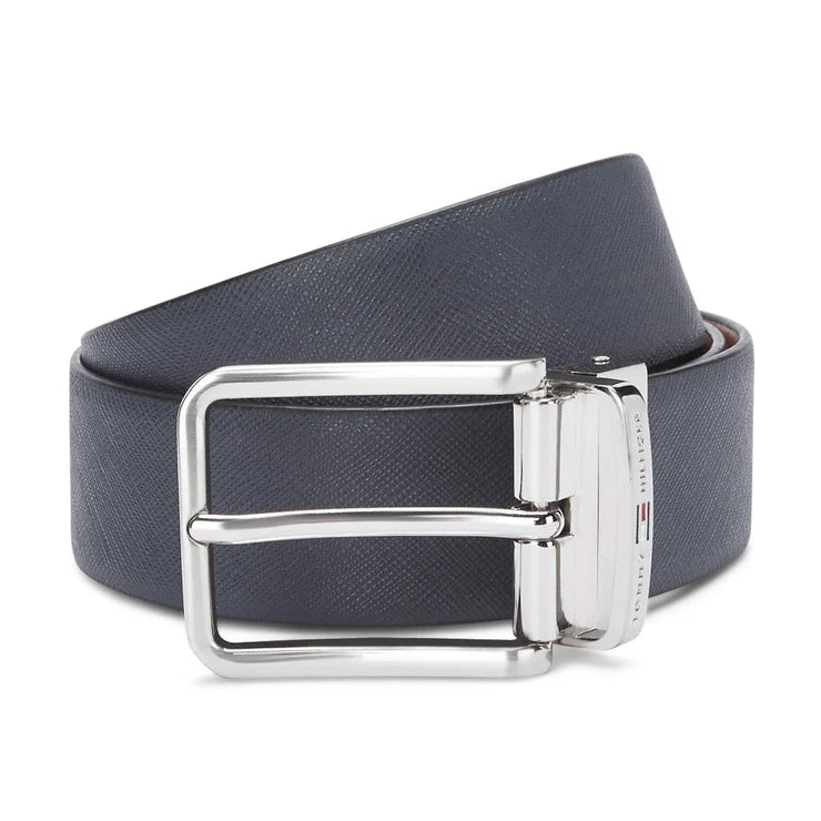 Tommy Hilfiger Talladega Men's Leather Reversible Belt Navy+Tan