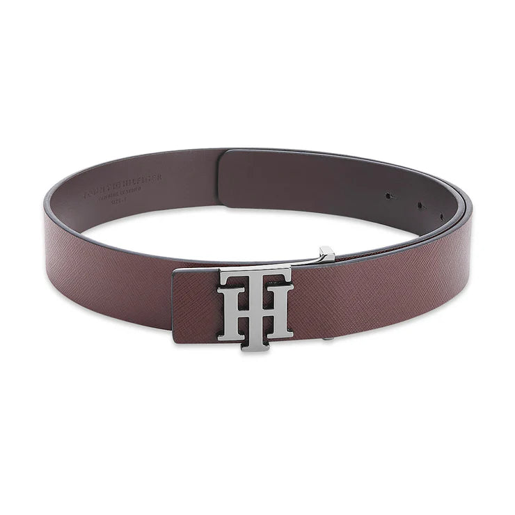 Tommy Hilfiger Filson Textured Men's Leather Belt Brown