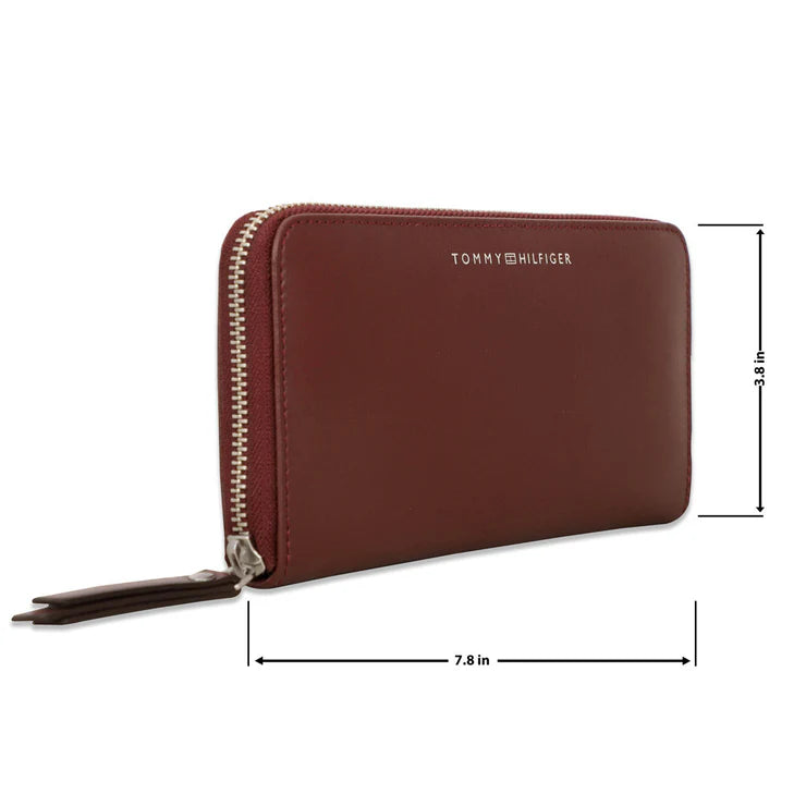 Tommy Hilfiger Ontario Women's Leather Zip Around Wallet Burgundy