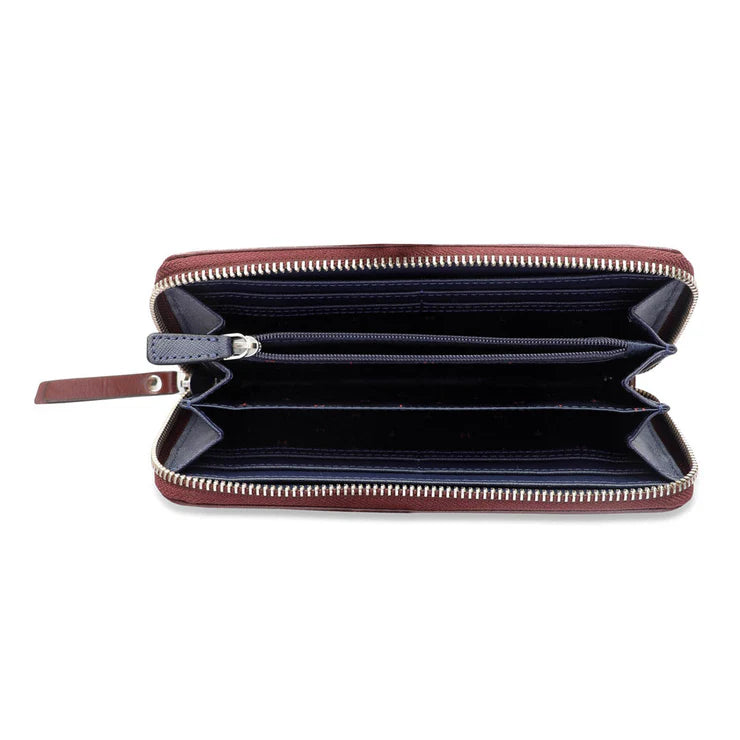 Tommy Hilfiger Ontario Women's Leather Zip Around Wallet Burgundy