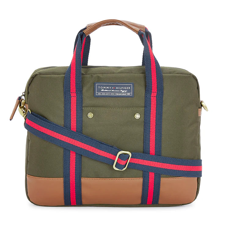 Tommy Hilfiger Franklin Professional Plus Water Resistant Unisex Business Case Olive