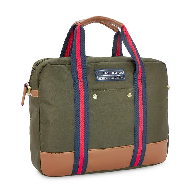 Tommy Hilfiger Franklin Professional Plus Water Resistant Unisex Business Case Olive