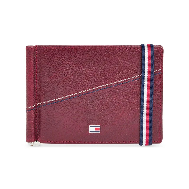 Tommy Hilfiger Adriel Men's Leather Moneyclip Wallet Burgundy