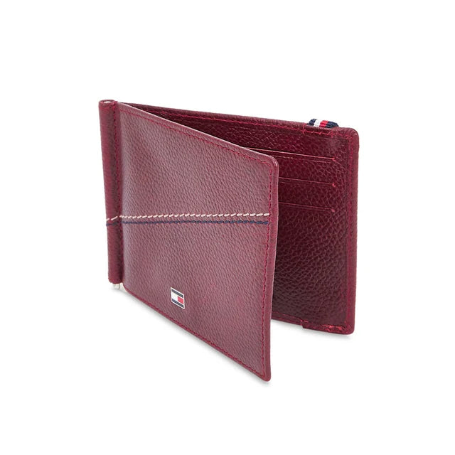 Tommy Hilfiger Adriel Men's Leather Moneyclip Wallet Burgundy
