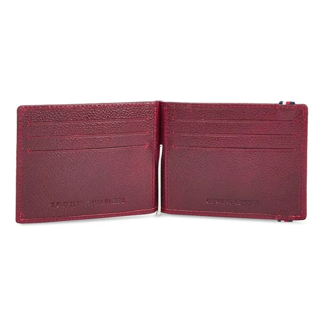 Tommy Hilfiger Adriel Men's Leather Moneyclip Wallet Burgundy