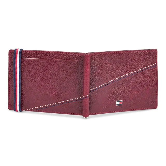 Tommy Hilfiger Adriel Men's Leather Moneyclip Wallet Burgundy