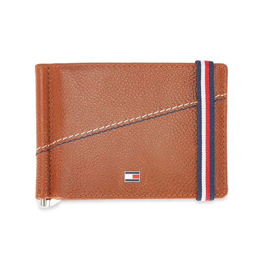 Tommy Hilfiger Adriel Men's Leather Moneyclip Wallet Tan