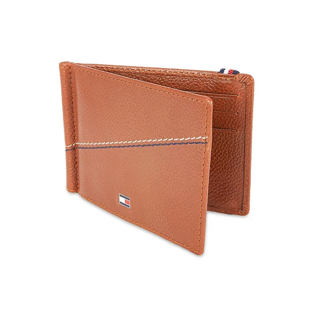 Tommy Hilfiger Adriel Men's Leather Moneyclip Wallet Tan