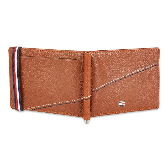 Tommy Hilfiger Adriel Men's Leather Moneyclip Wallet Tan