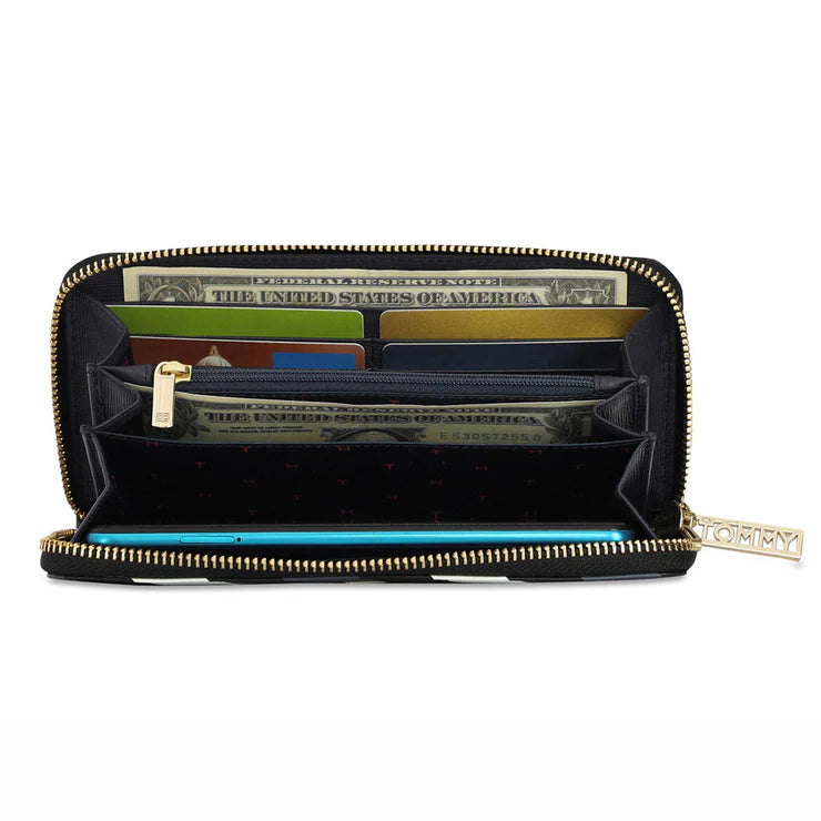 Tommy Hilfiger Rosa Women's Leather Zip Around Wallet Black