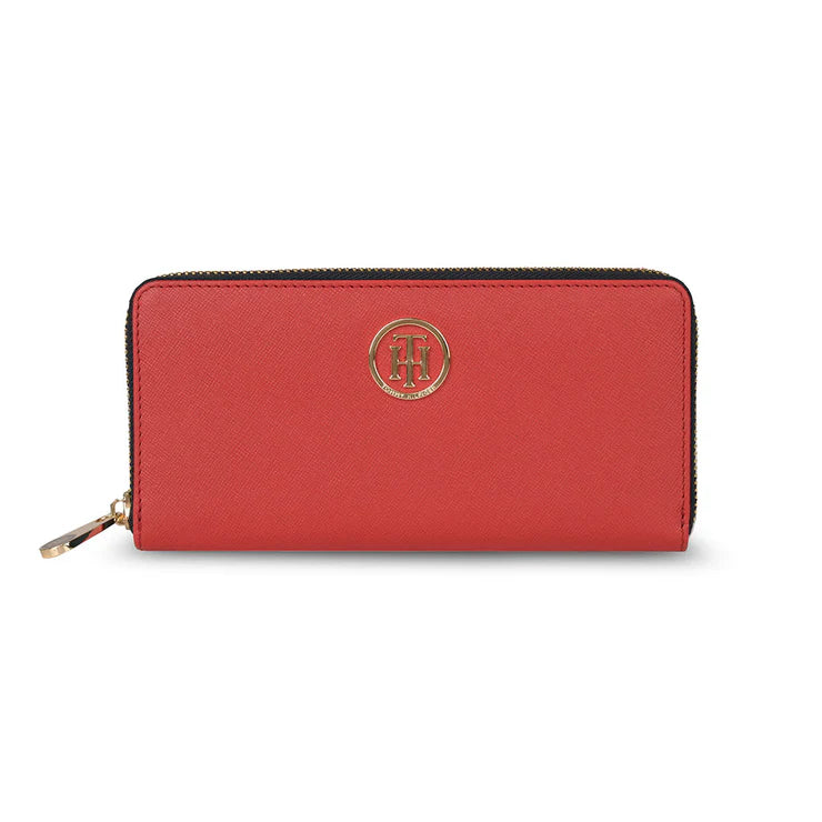 Tommy Hilfiger Claudia Women's Leather Zip Around Wallet Red