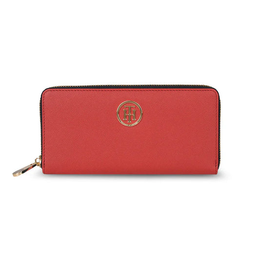 Tommy Hilfiger Claudia Women's Leather Zip Around Wallet Red