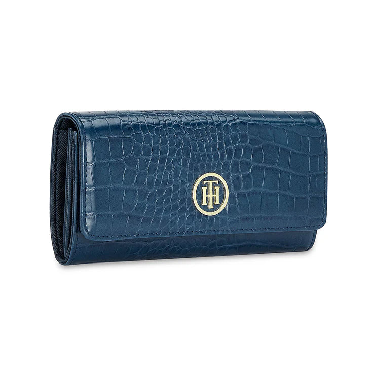 Tommy Hilfiger Jocelyn Plus Women's Vegan Textured Leather Wallet Navy