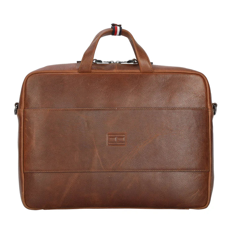 Tommy Hilfiger Premium Leather Line Ryker Business Case Tan