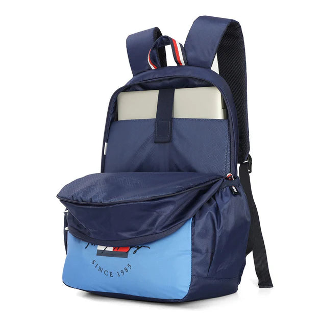 Tommy Hilfiger Milo Unisex Water-Resistant Laptop Backpack Navy+Light Blue