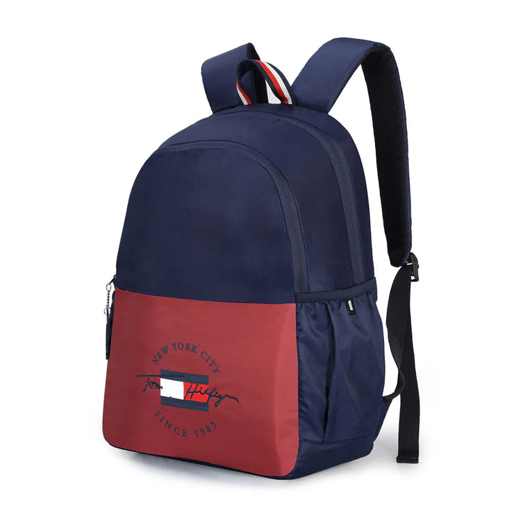 Tommy Hilfiger Milo Unisex Water-Resistant Laptop Backpack Navy+ Burgundy