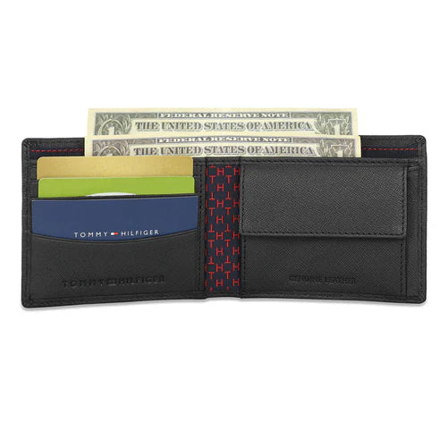 Tommy Hilfiger Riley Men's Leather Global Coin Wallet Black