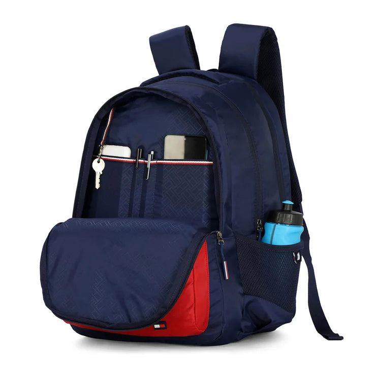 Tommy Hilfiger Jadon Unisex Water-Resistant Laptop Backpack Navy+Red