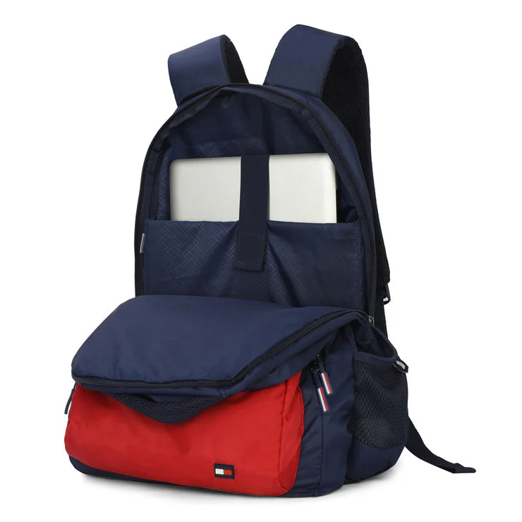 Tommy Hilfiger Jadon Unisex Water-Resistant Laptop Backpack Navy+Red