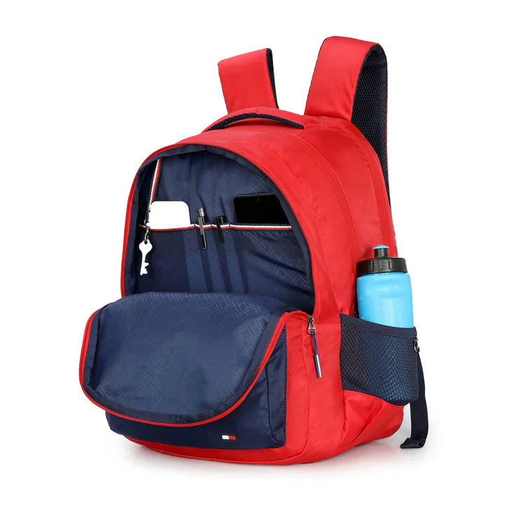 Tommy Hilfiger Jadon Unisex Water-Resistant Laptop Backpack Red+Navy