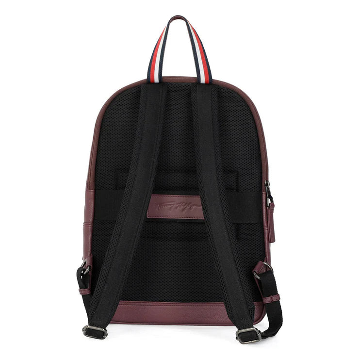 Tommy Hilfiger Premium Leather Line Time-square Laptop Backpack Burgundy