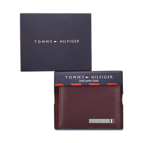 Tommy Hilfiger Marc Men's Leather Passcase Wallet Burgundy