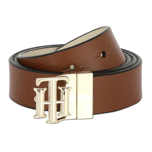 Tommy Hilfiger Gorin Women's Leather Reversible Belt Tan+Beige