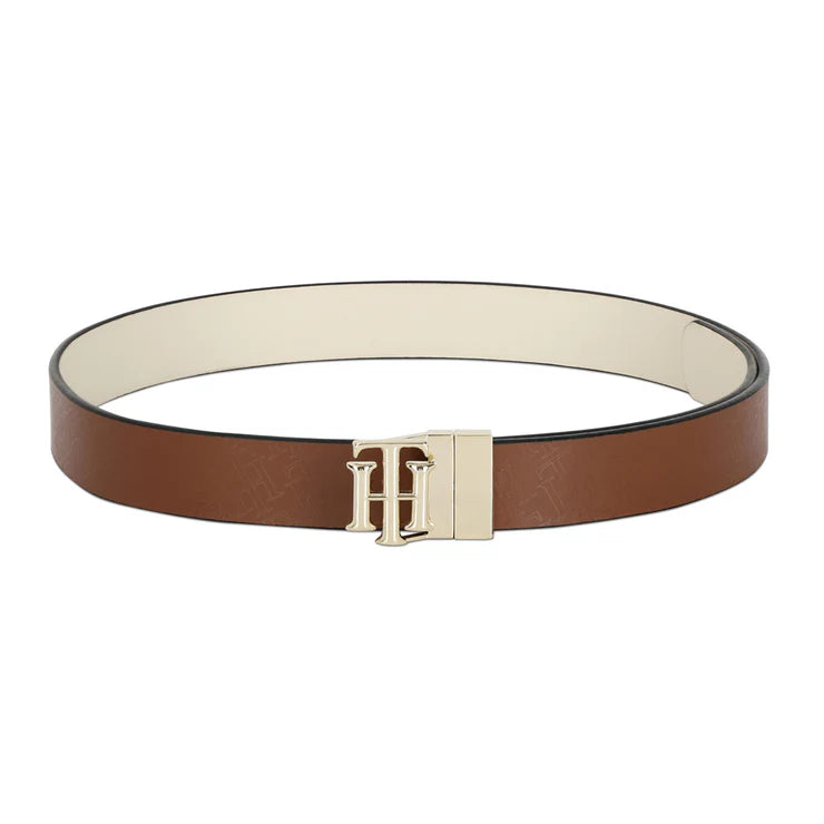 Tommy Hilfiger Gorin Women's Leather Reversible Belt Tan+Beige