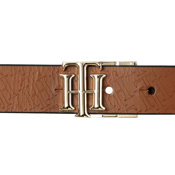 Tommy Hilfiger Gorin Women's Leather Reversible Belt Tan+Beige