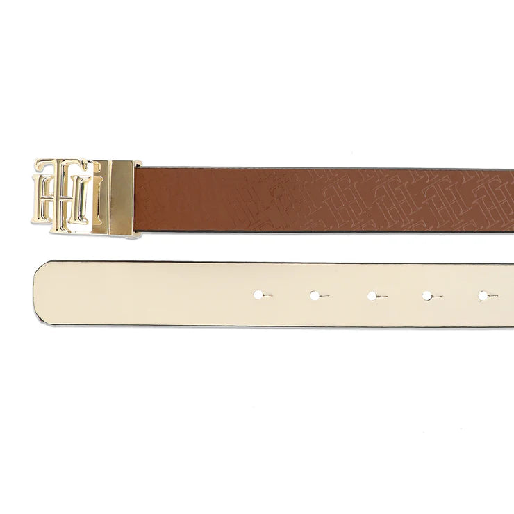 Tommy Hilfiger Gorin Women's Leather Reversible Belt Tan+Beige