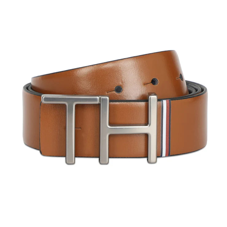 Tommy Hilfiger Welling Men's Leather Reversible Belt Tan+Navy