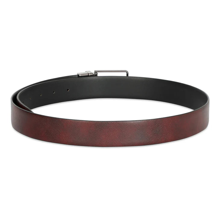 Tommy Hilfiger Walston Men's Leather Reversible Belt Wine+Black