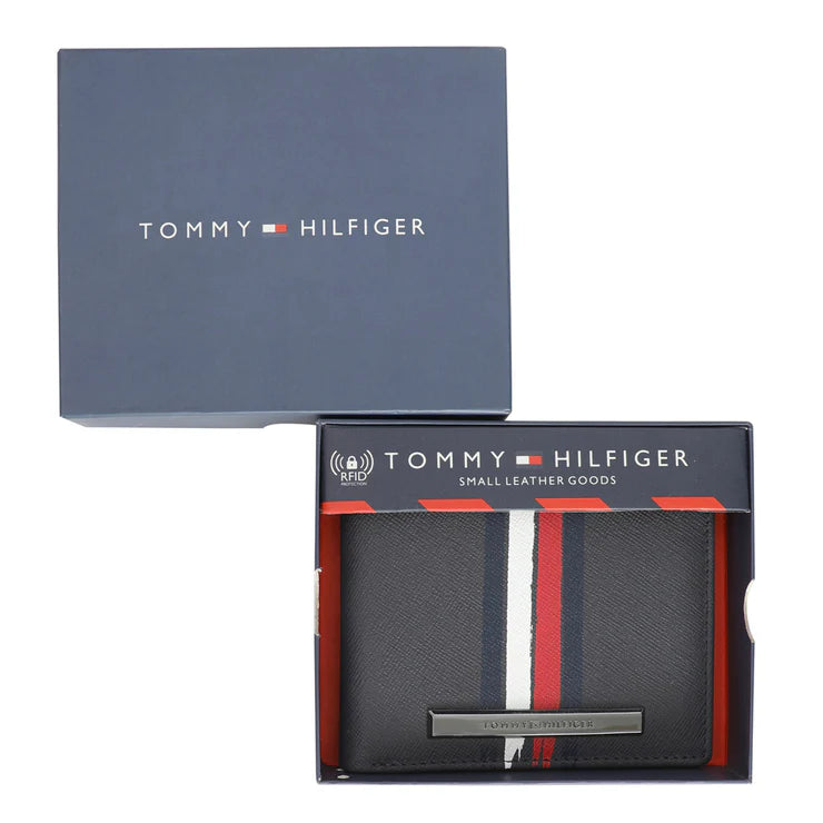 Tommy Hilfiger Moxen Men's Leather Slimfold Wallet Navy