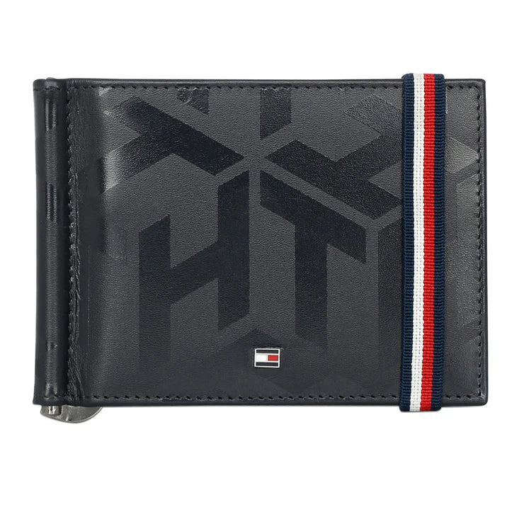 Tommy Hilfiger Reich Men's Leather Money Clip Wallet Navy