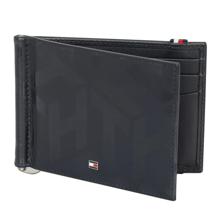 Tommy Hilfiger Reich Men's Leather Money Clip Wallet Navy