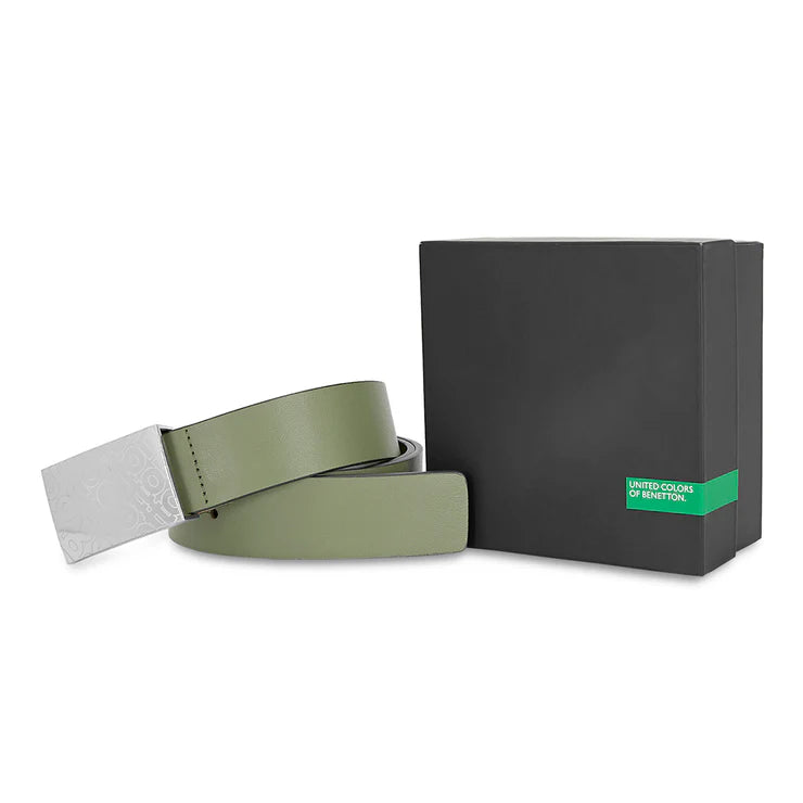 United Colors of Benetton Wallace Men's Leather Non Reversible Belt Olive