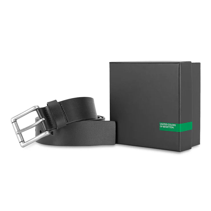 United Colors of Benetton Agostino Men's Non- Reversible Leather Belt Black