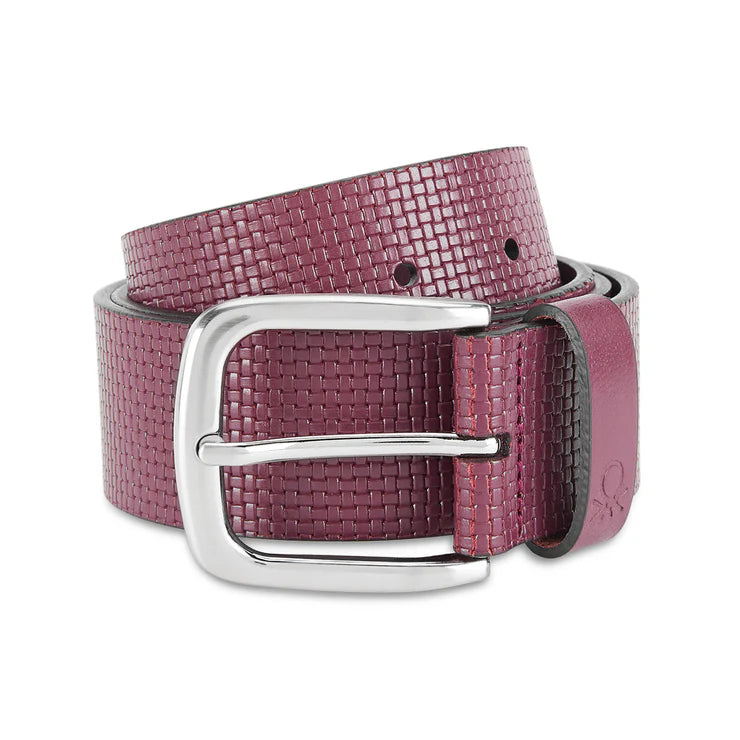 United Colors of Benetton Wilber Men's Leather Non Reversible Belt Wine